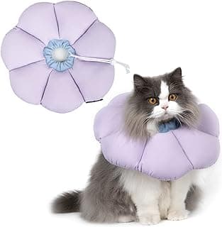 Cat Cone Collar,Cute Waterproof Cat Recovery Collar,Anti-Bite Lick Wound Healing Safety Elizabethan e Collar for Cats,Purple Flower All-Season Style…
