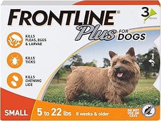 FRONTLINE Plus Flea and Tick Treatment for Small Dogs Upto 5 to 22 lbs. 3 Treatments