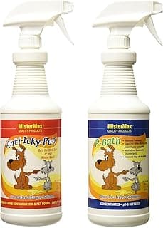 Mister Max Anti Icky Poo Enzyme Cleaner Spray Combo - Pet Urine Odor Remover & Tough Stain Remover with P-Bath (Urine Pre-Treat Conditioner)
