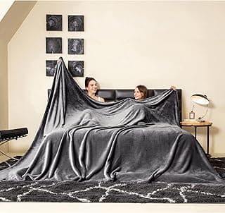 COOVA Oversized King Fleece Blanket 120x120 inches, Soft Cozy Warm Giant Extra Large 10'x10' Blanket for Bed, Sofa, Couch,Travel, Camping, California Huge Flannel Big Throw Blanket, Dark Grey
