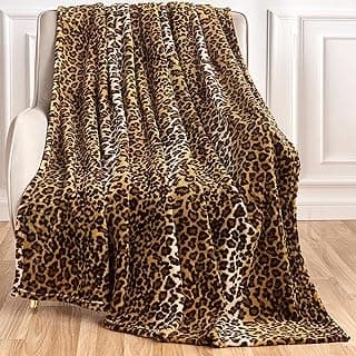 Leopard Print Blanket Fleece Throw for Bed Sofa Travel and Camping, Super Soft Cozy Fluffy Plush Cheetah Print Blanket for All Seasons 50"x60" (Dark Brown)