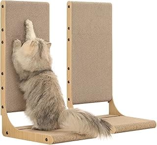 Zakkart 2-Pack Cat Scratching Board, 25.6'' Tall Cardboard L Shape Vertical Cat Scratchers for Indoor Cats, Cat Scratching Post for Wall and Couch, Large
