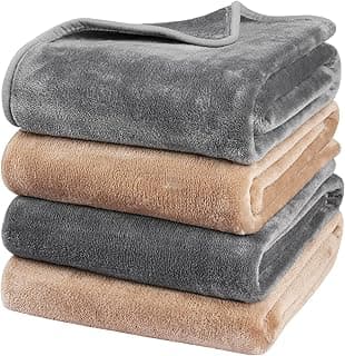 Onarway Dog Blanket Washable for Puppy: 4 Packs Dog Blankets 40”x28” - Fluffy Soft Small Throw for Cat Puppy Kitten Dogs - Fleece Pet Blankets for Bed Sofa Car and Indoor - Grey and Khaki