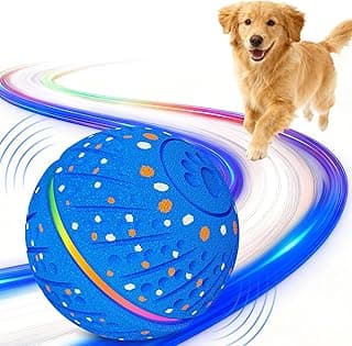 Interactive Dog Toys Ball - Smart Moving Bouncing Dog Ball with RGB Lights, E-TPU Material, 3 Play Modes Automatic Rolling Dogs Toy for Small Medium Dogs Keep Them Busy(Blue)