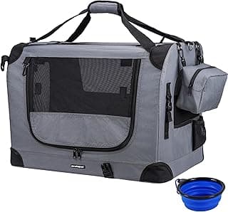 Large Cat Carrier 24"x16.5"x16.5" Portable Dog Crate for Small Medium Dogs Collapsible Traveling Pet Crate with Collapsible Bowl