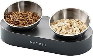 PETKIT 304 Stainless Steel Raised Dog Cat Food Bowl, Elevated Pet Food and Water Dishes, Non-Slip, Tilted Cat Small Animal Plate No Spill