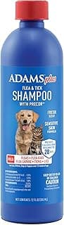 Adams Plus Flea & Tick Shampoo with Precor for Cats, Kittens, Dogs & Puppies Over 12 Weeks Of Age Sensitive Skin Flea Treatment | Kills Adult Fleas, Flea Eggs, Ticks, and Lice| 12 Ounces