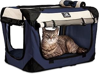 Cat & Dog Pet Carrier, Soft-Sided, Large 24"x16"x16", Fits Large Cat, 2 Cats, or Medium Dog Comfortably, Great for Travel & Vet Visits, Privacy Windows, Removable Bed, Locking Zippers, Foldable